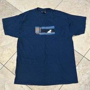 Vintage Barry Manilow Live 2002 Shirt Men L Blue Concert Tour Graphic Tee Cotton